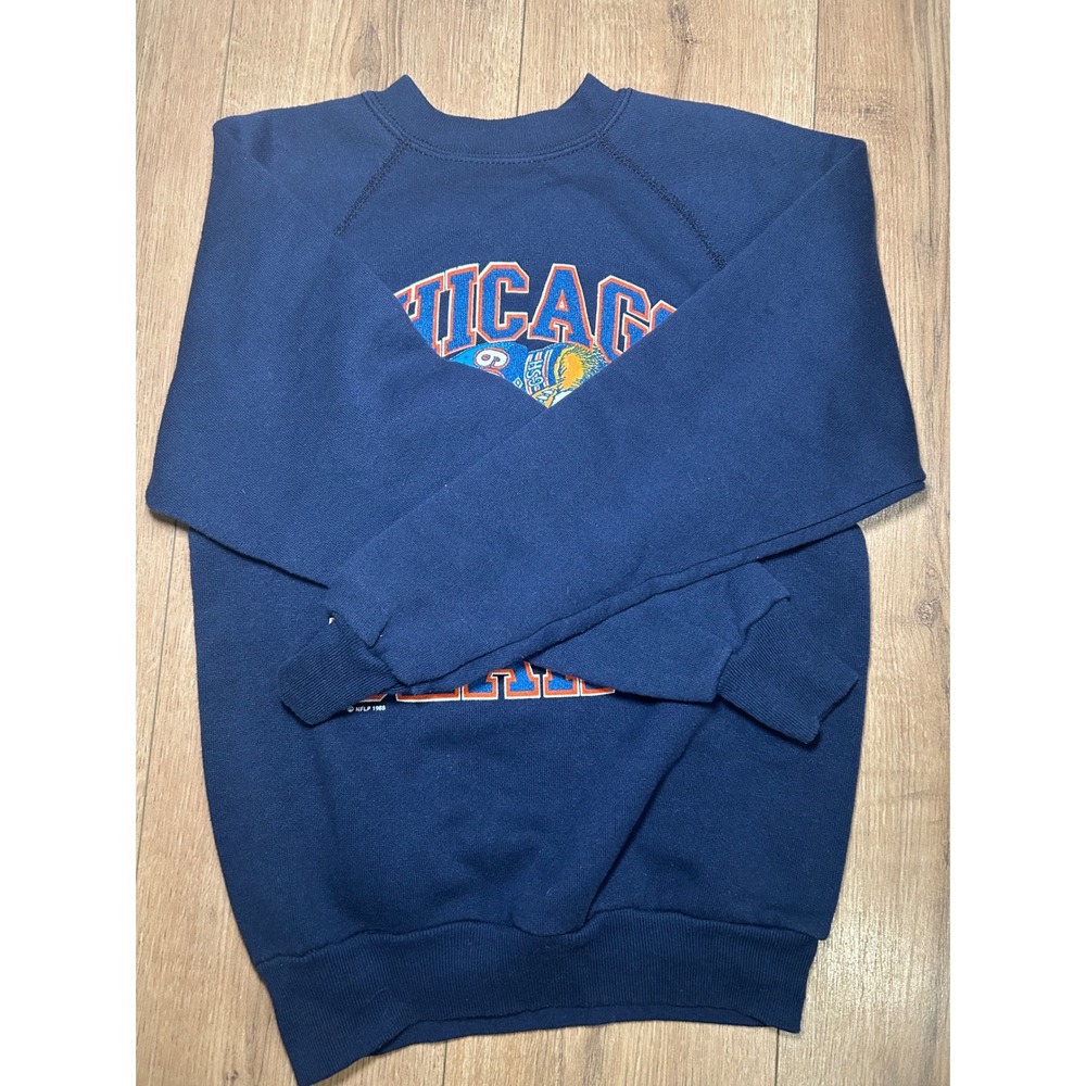 Vintage Chicago Bears Raglan Crewneck Sweatshirt Kids Youth Football - Picture 4 of 5